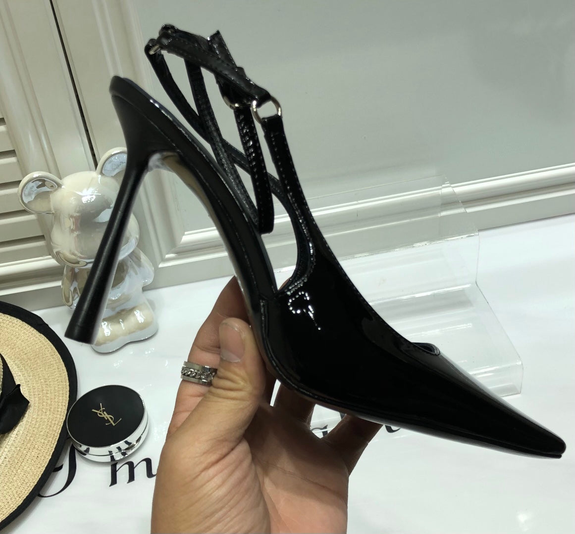 SAINT LAURENT PATENT LEATHER SLINGBACK PUMPS