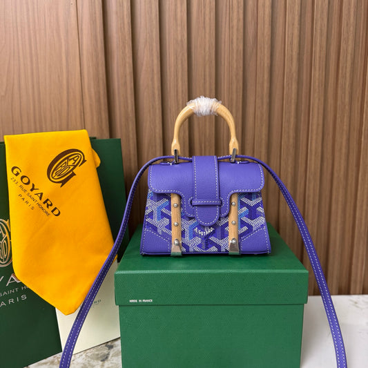 Goyard Saïgon Mini – Azul con Asa de Madera