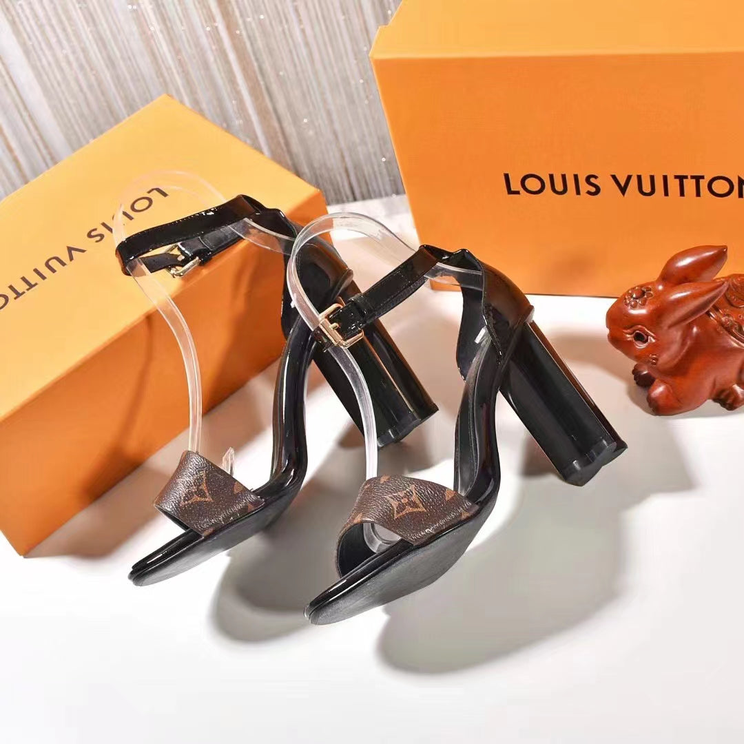 LOUIS VUITTON MONOGRAM BLOCK-HEEL SANDALS