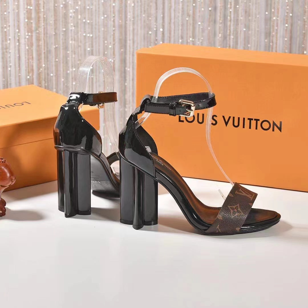 LOUIS VUITTON MONOGRAM BLOCK-HEEL SANDALS