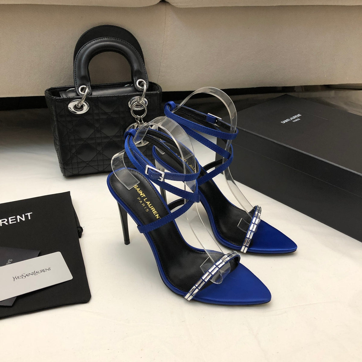 SAINT LAURENT Crystal Strappy Sandals