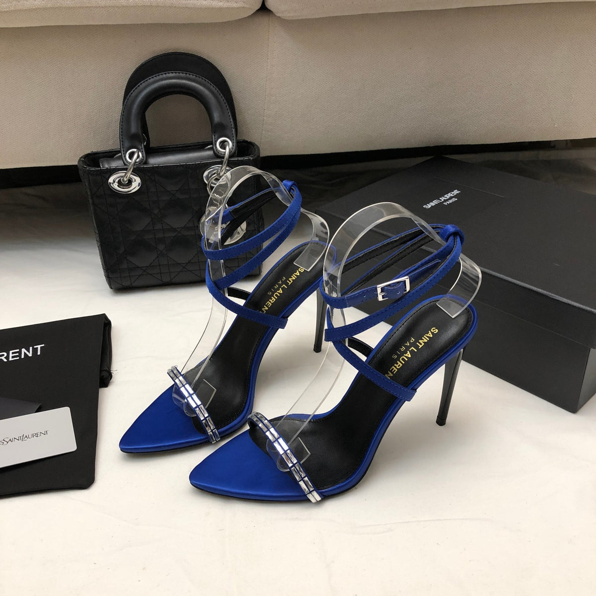 SAINT LAURENT Crystal Strappy Sandals