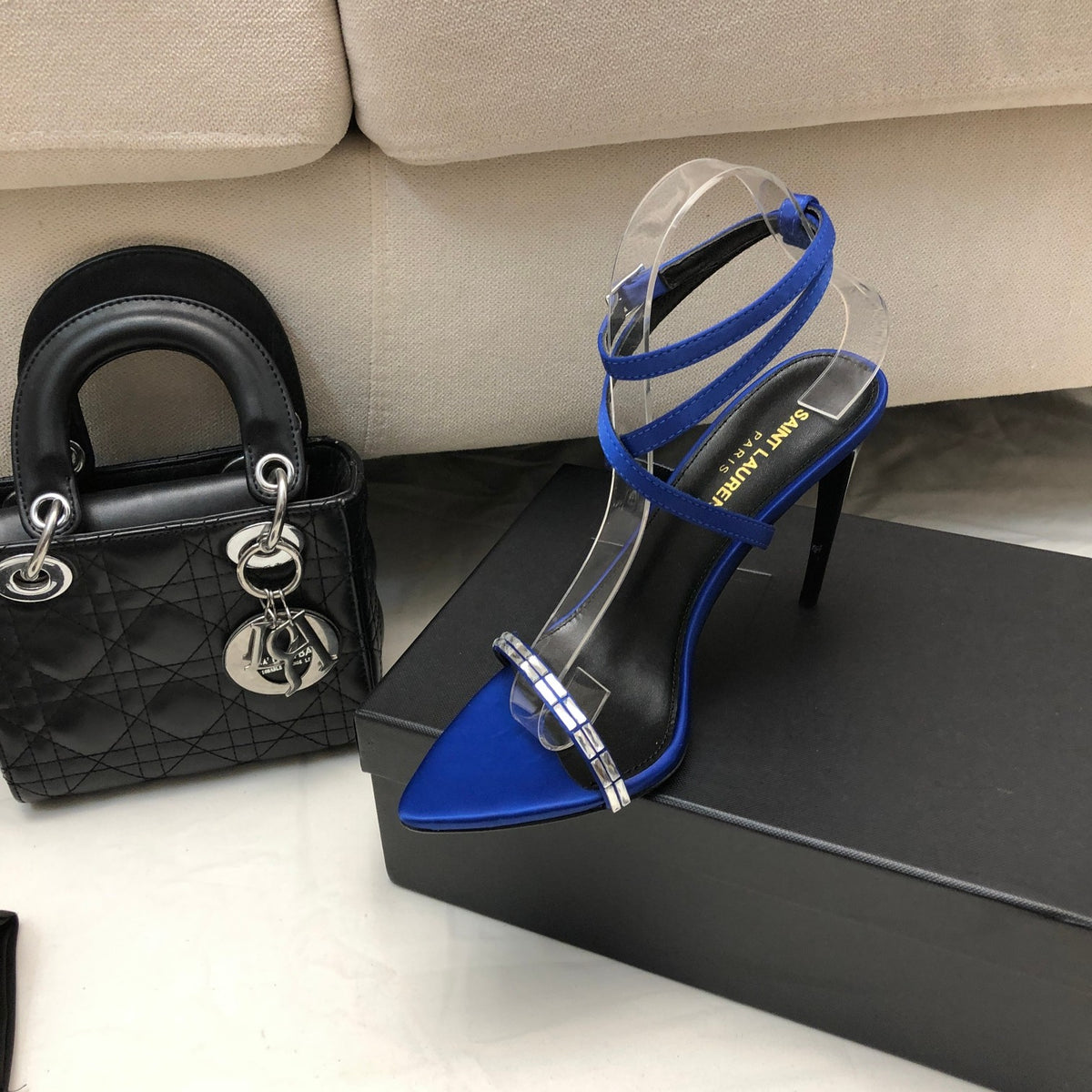 SAINT LAURENT Crystal Strappy Sandals