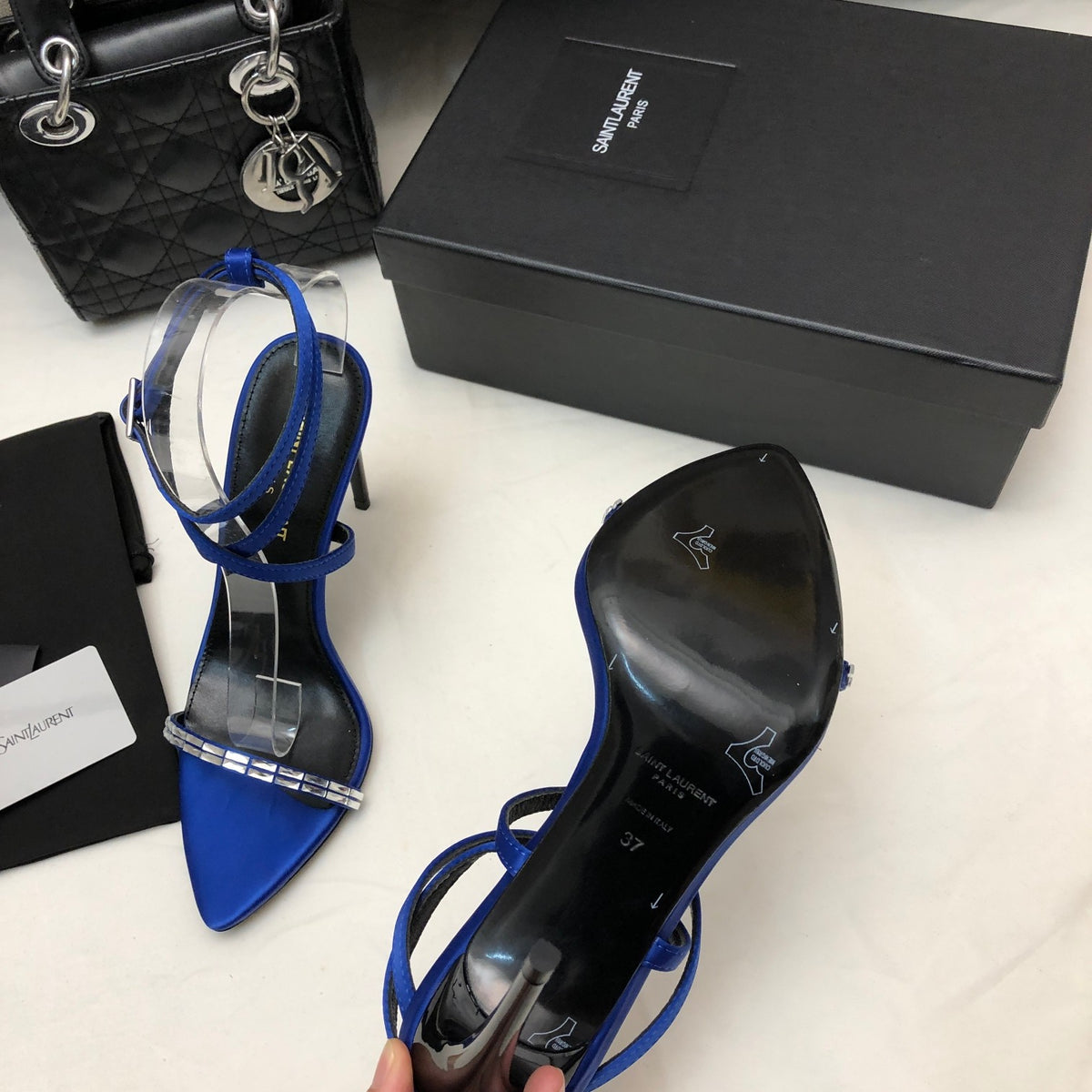 SAINT LAURENT Crystal Strappy Sandals