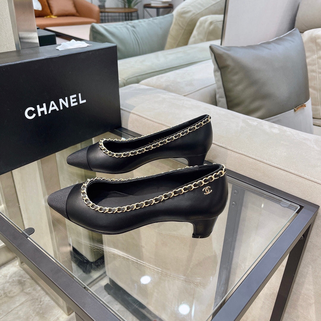 Chanel Chain-Trim Cap-Toe Pumps