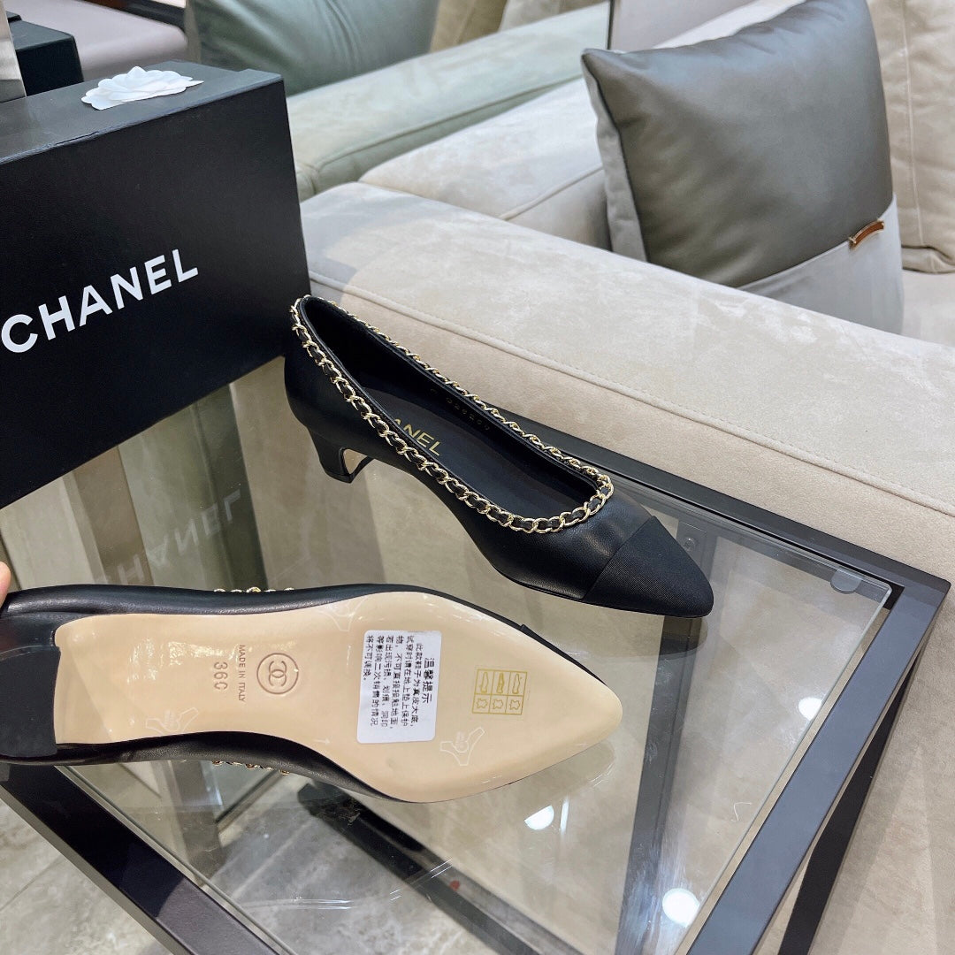 Chanel Chain-Trim Cap-Toe Pumps