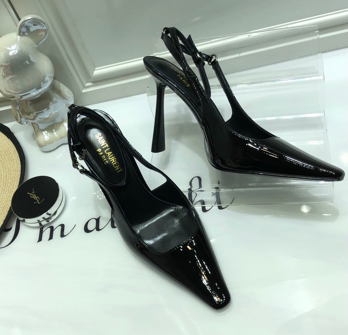 SAINT LAURENT PATENT LEATHER SLINGBACK PUMPS