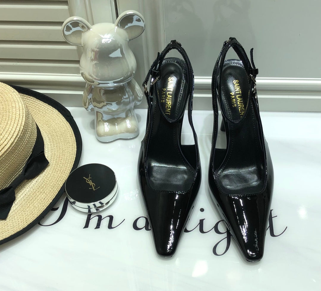 SAINT LAURENT PATENT LEATHER SLINGBACK PUMPS