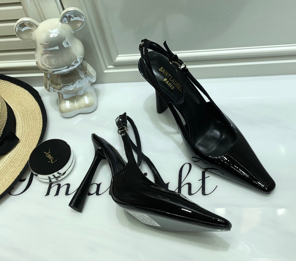 SAINT LAURENT PATENT LEATHER SLINGBACK PUMPS