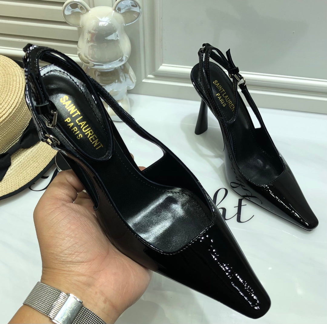 SAINT LAURENT PATENT LEATHER SLINGBACK PUMPS