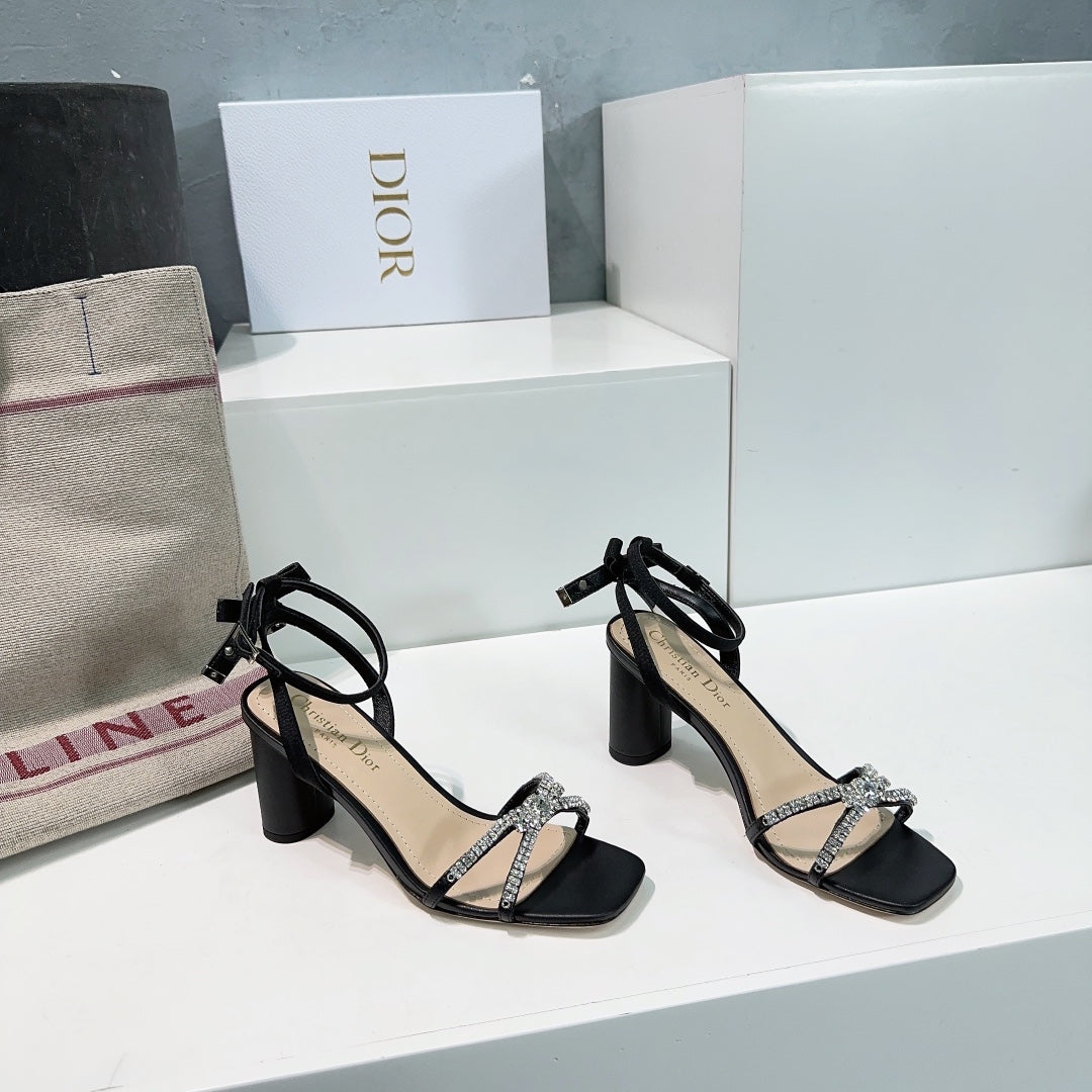 Dior Crystal Bow Ankle-Strap Sandal
