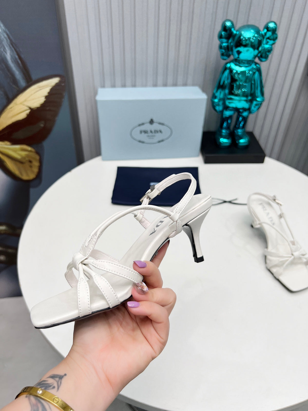 PRADA STRAPPY LEATHER SANDALS – WHITE