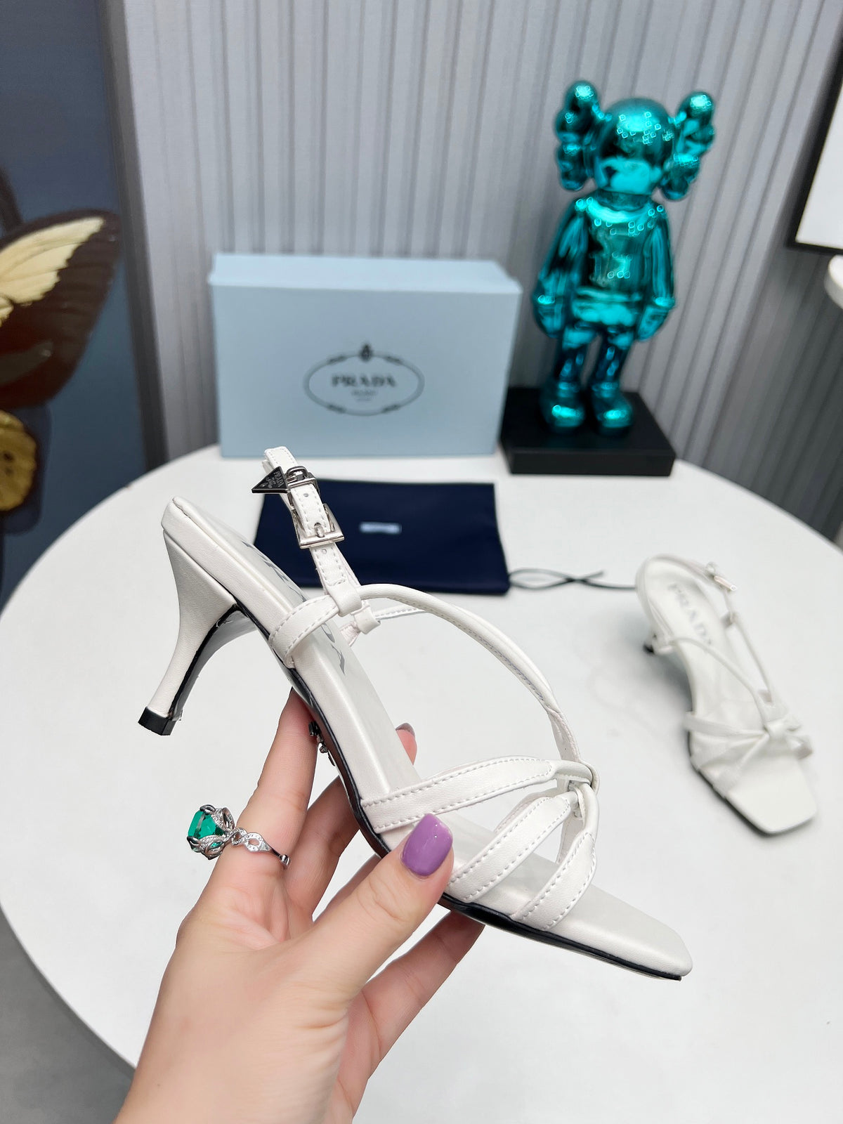 PRADA STRAPPY LEATHER SANDALS – WHITE