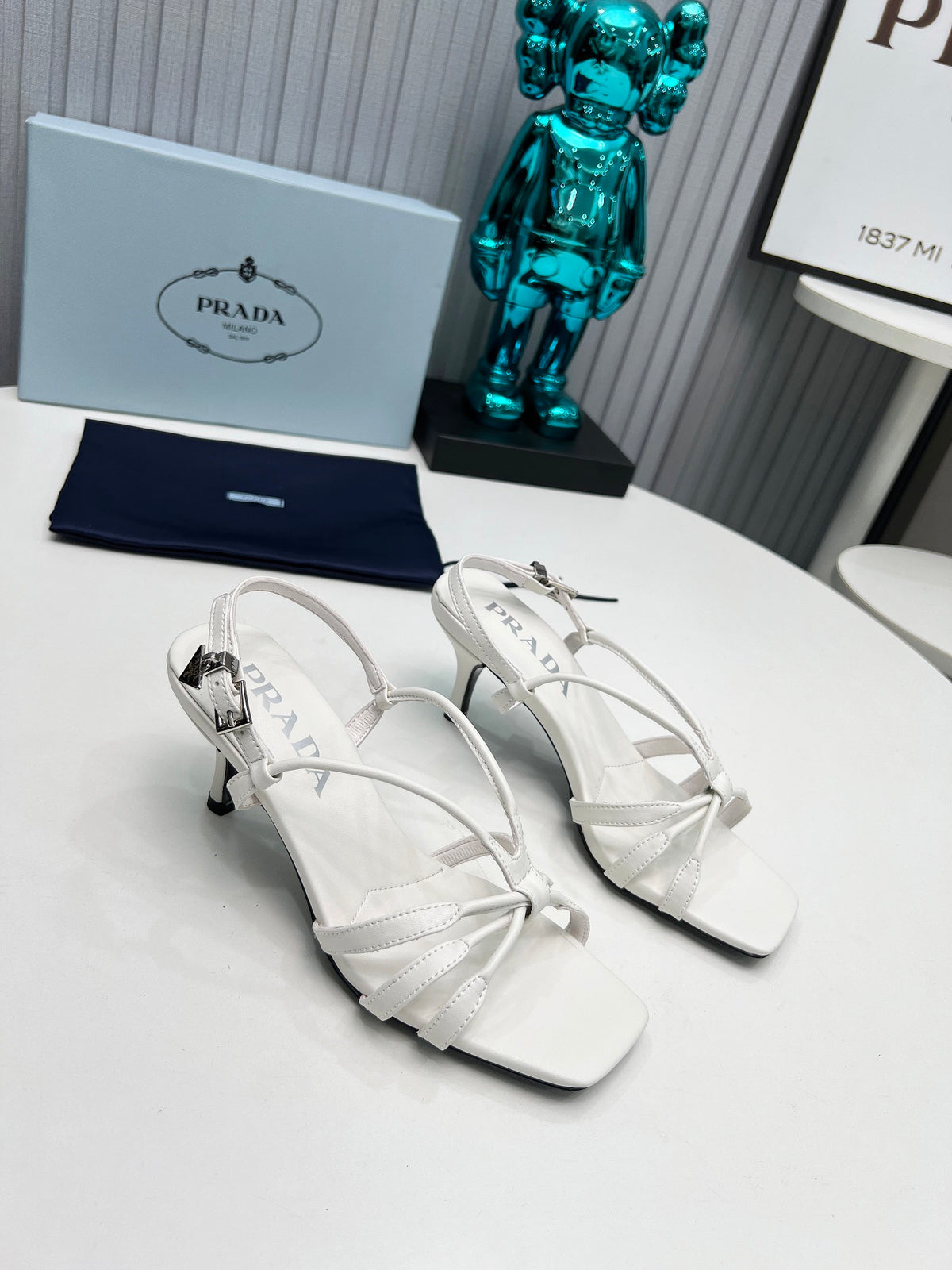 PRADA STRAPPY LEATHER SANDALS – WHITE
