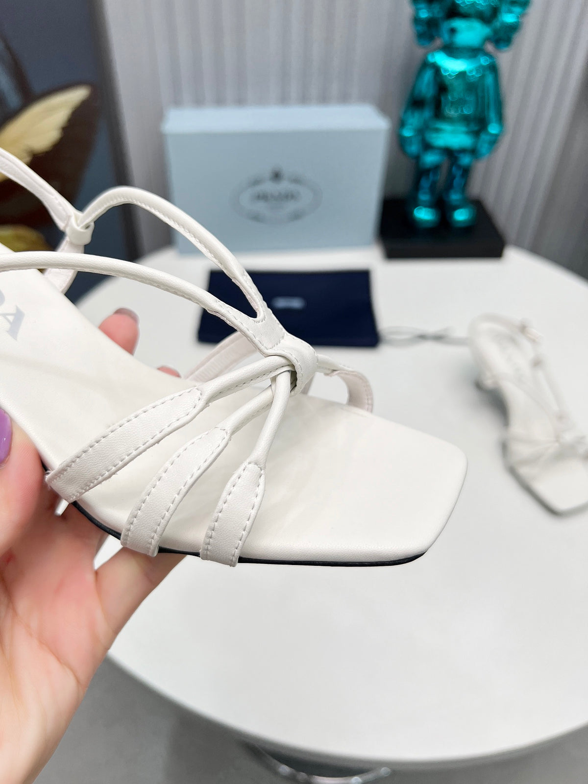 PRADA STRAPPY LEATHER SANDALS – WHITE