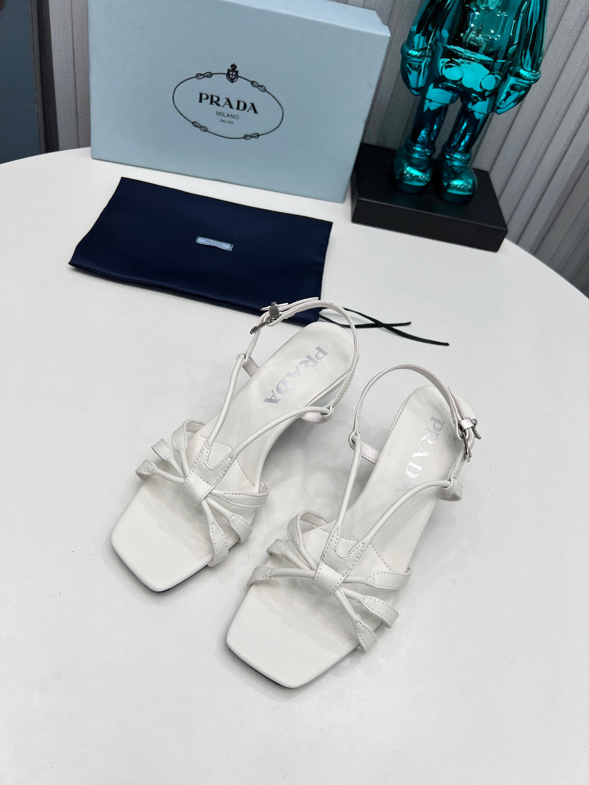 PRADA STRAPPY LEATHER SANDALS – WHITE