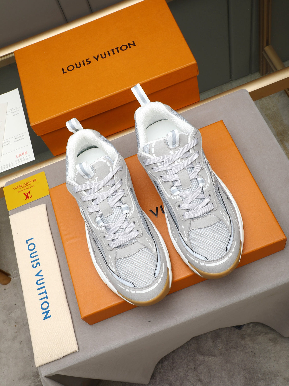 LV Runner Tatic Sneaker (White and Grey)