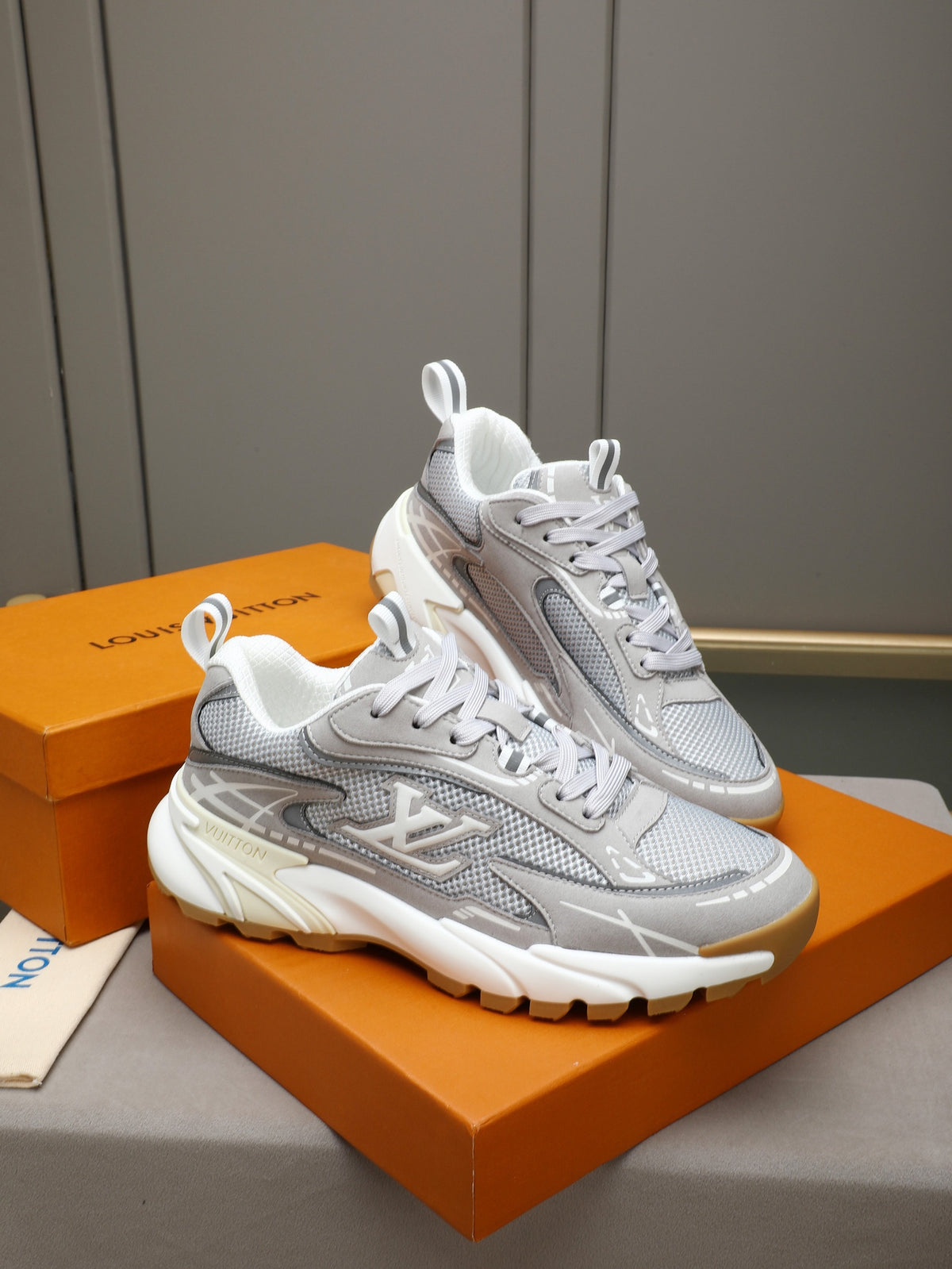 LV Runner Tatic Sneaker (White and Grey)