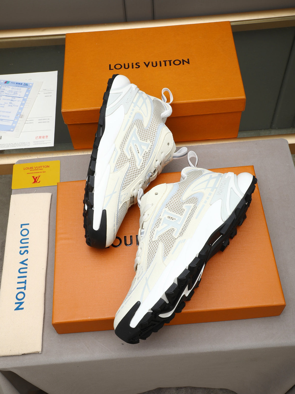 LV Runner Tatic Sneaker (White/Off-white and grey)