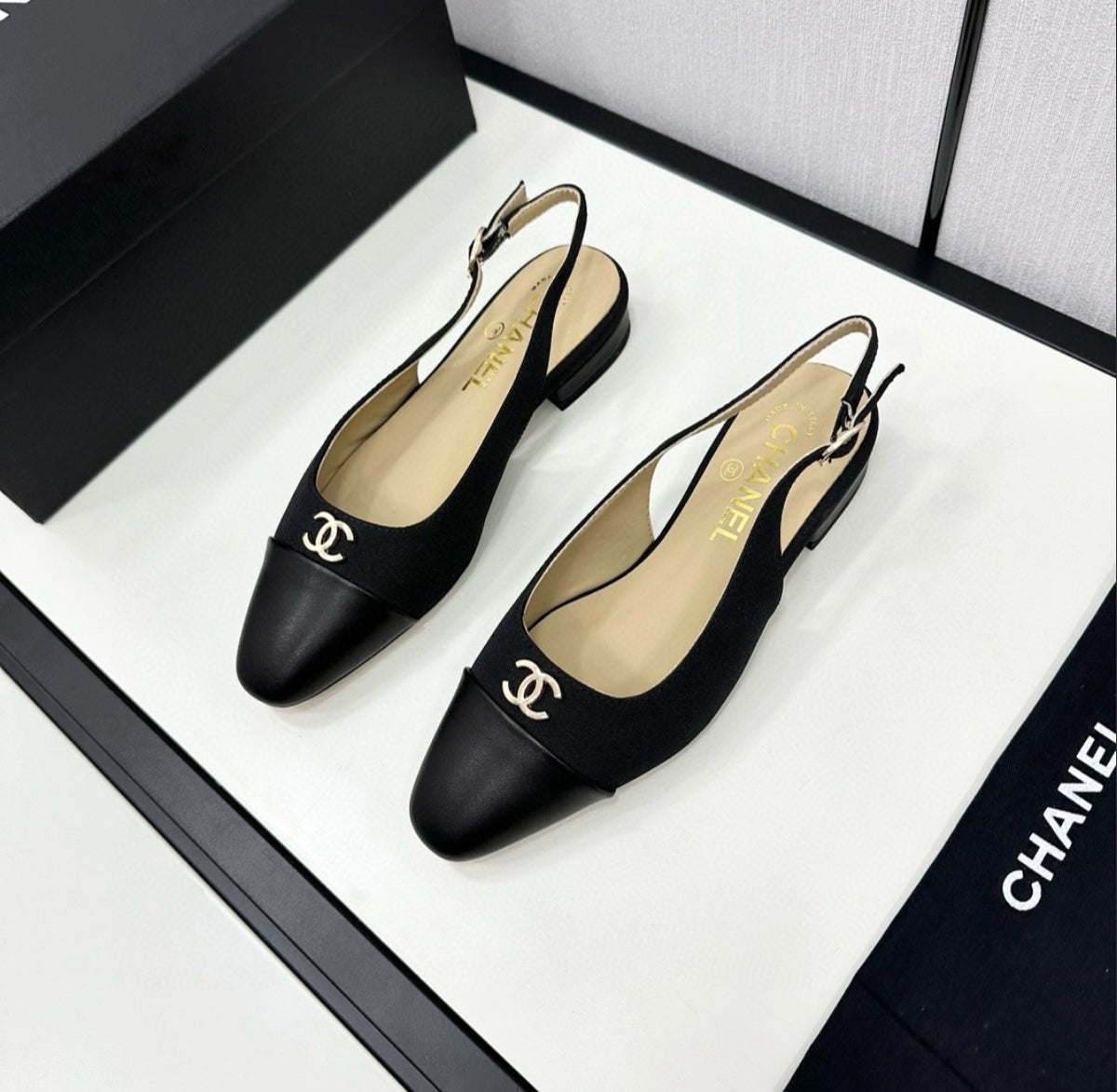 CHANEL CC Cap-Toe Slingback