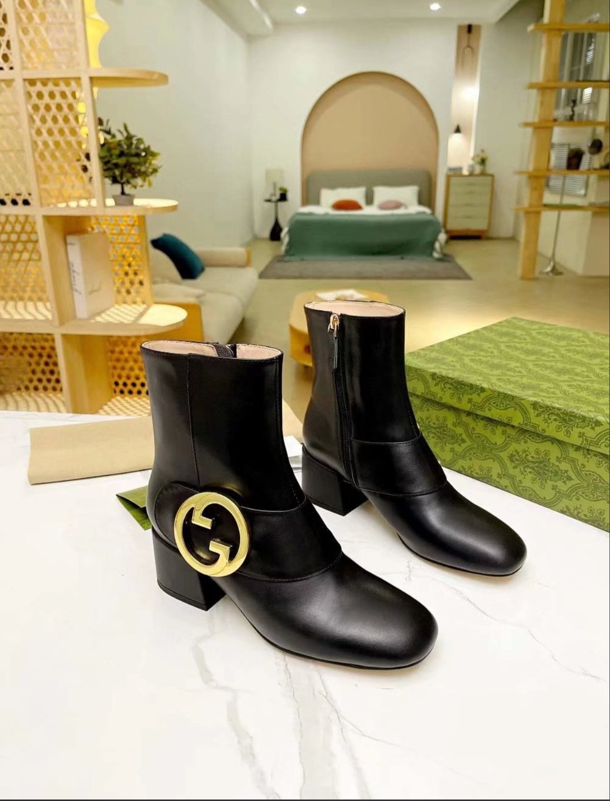 Gucci Double G Leather Ankle Boot