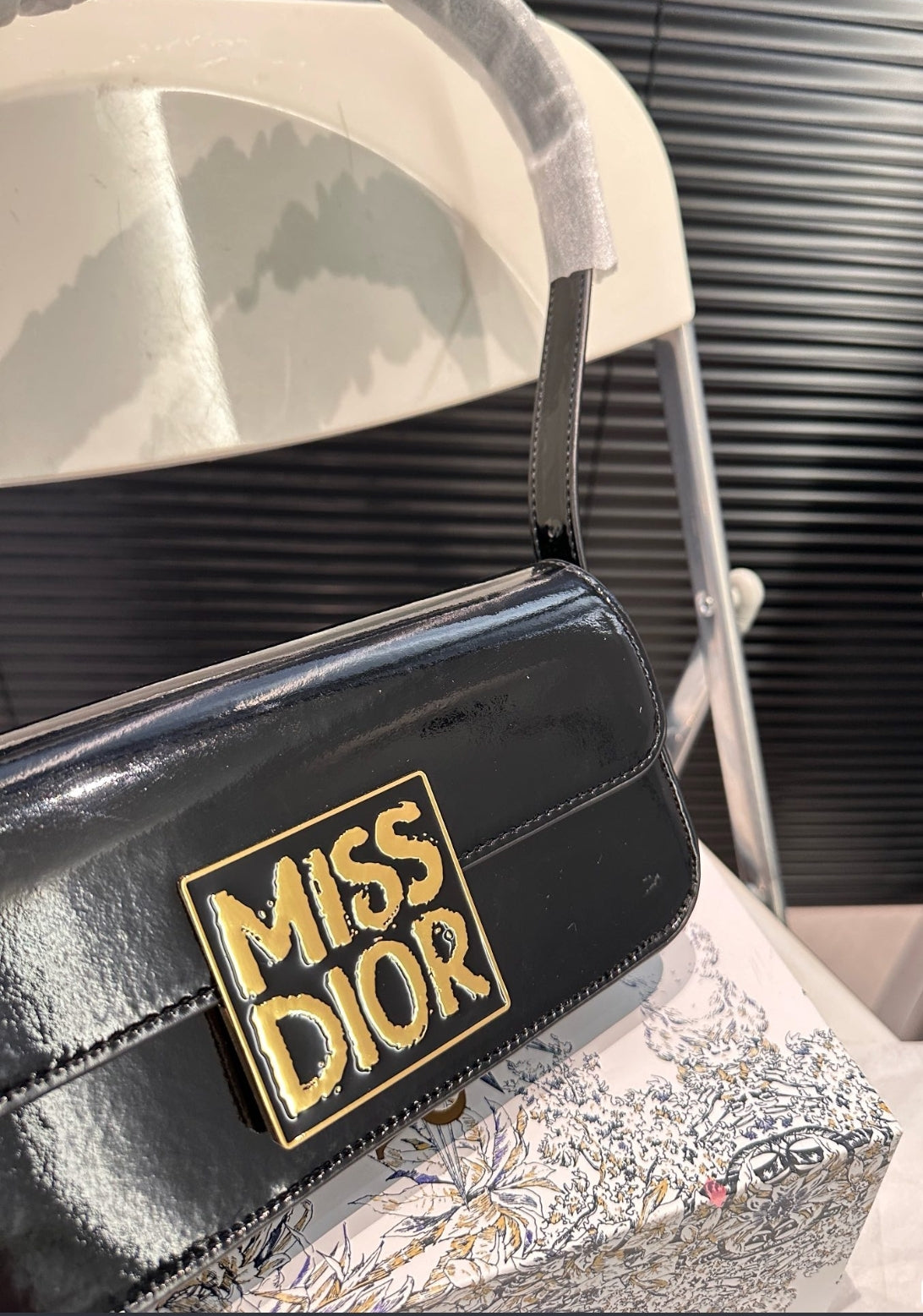 DIOR MISS DIOR FLAP BAG – BLACK PATENT