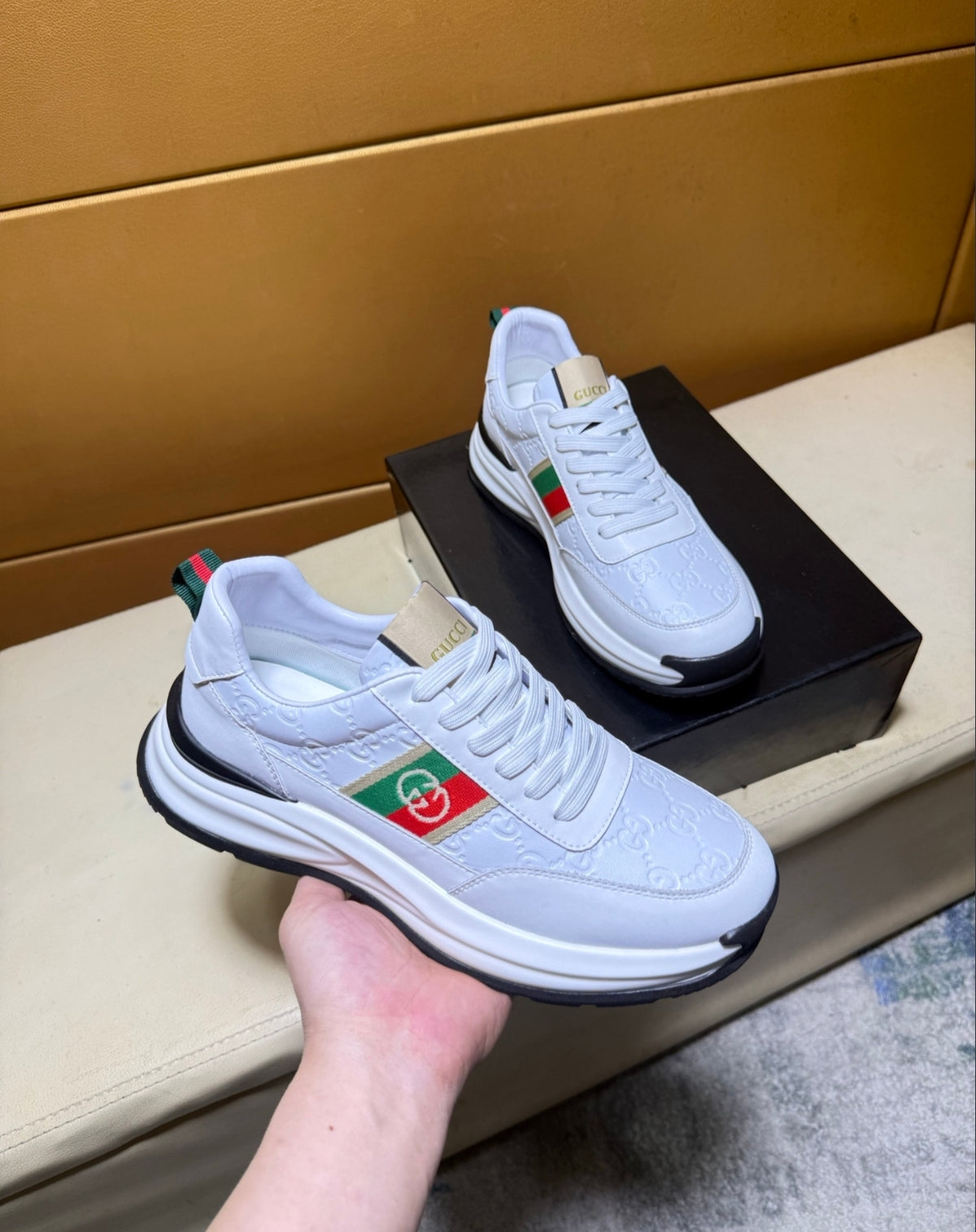 Gucci Re-Web GG Embossed Chunky Sneakers