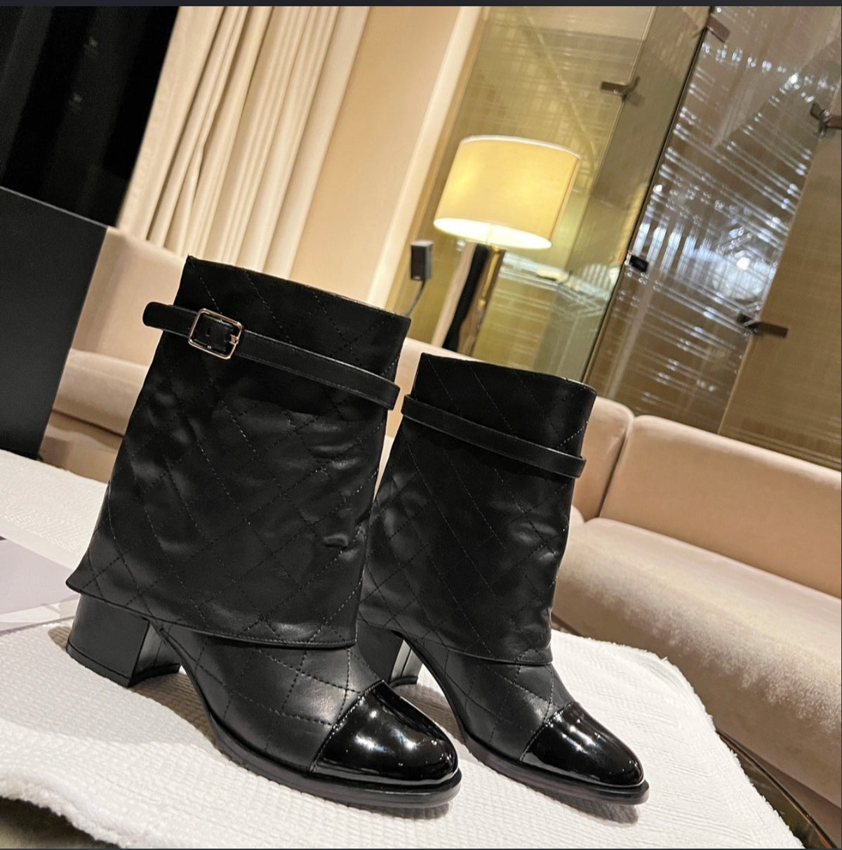 CHANEL QUILTED CAP-TOE ANKLE BOOTS – BLACK