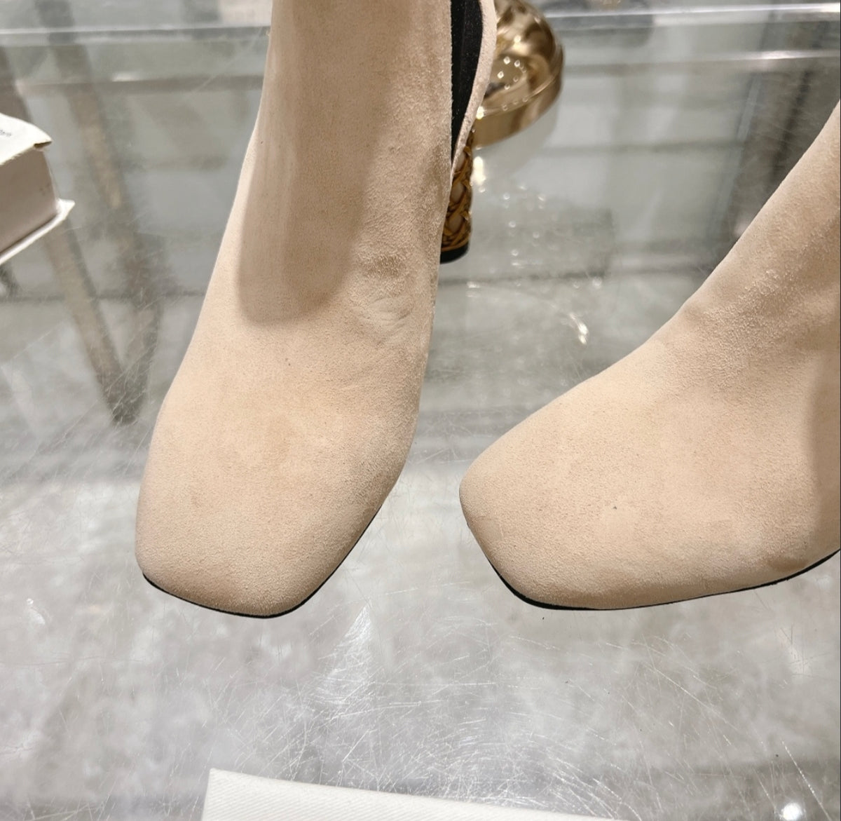 Dior Heeled Chelsea Ankle Boots – Beige Suede / Gold