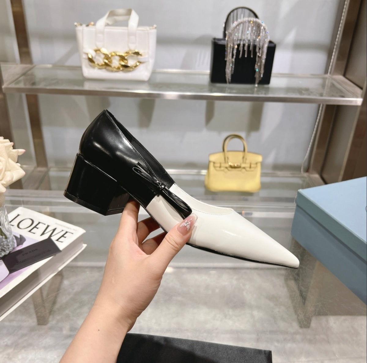 Prada Two-Tone Pointed-Toe Pumps