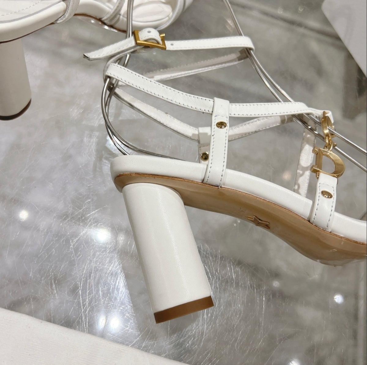 Dior White Strappy Heeled Sandal