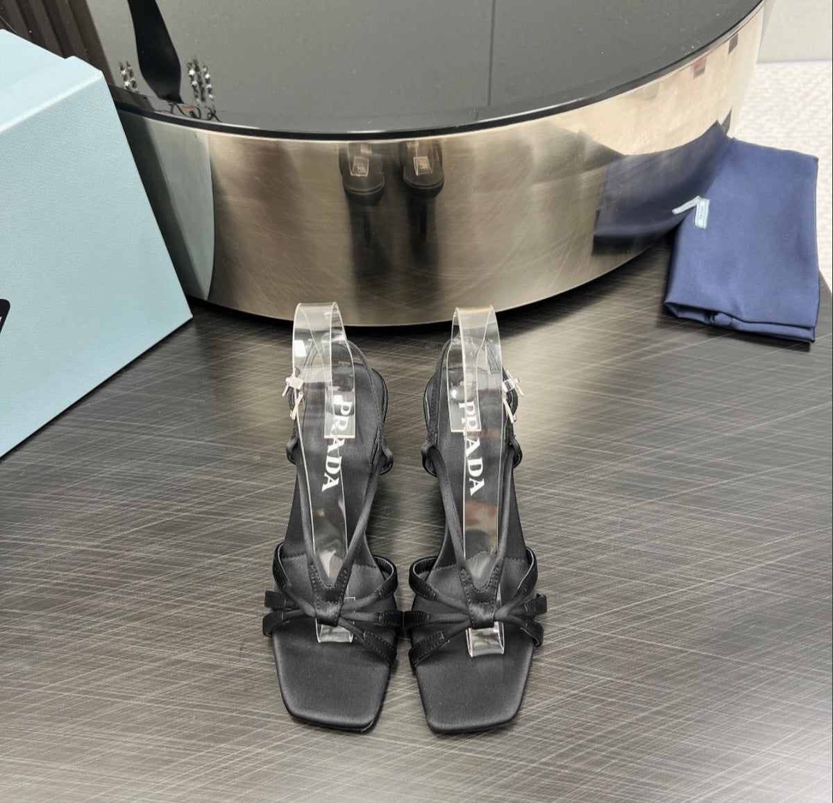 Prada Satin Bow Strappy Sandals