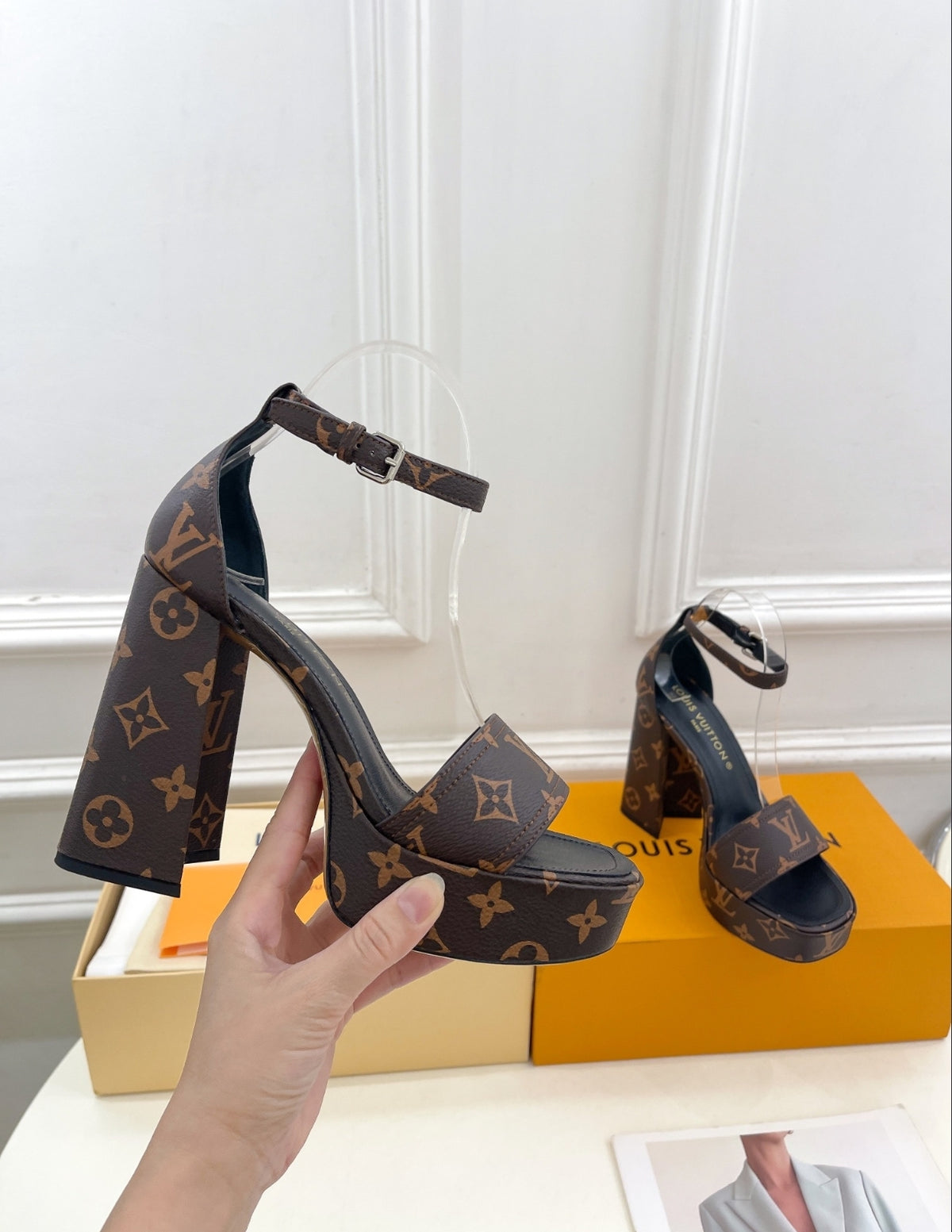 LOUIS VUITTON MONOGRAM PLATFORM SANDALS