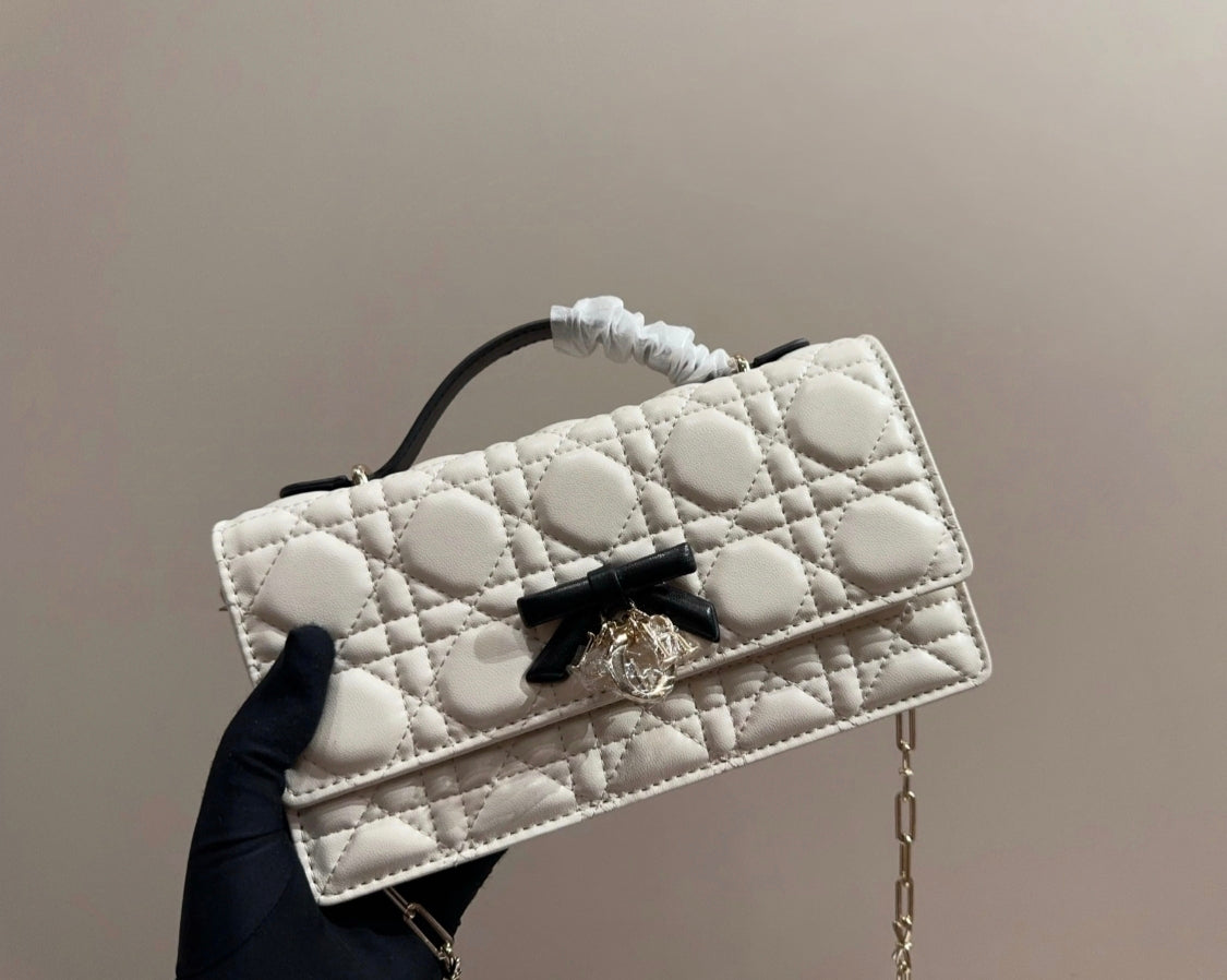 MY DIOR MINI BAG – WHITE / BLACK BOW