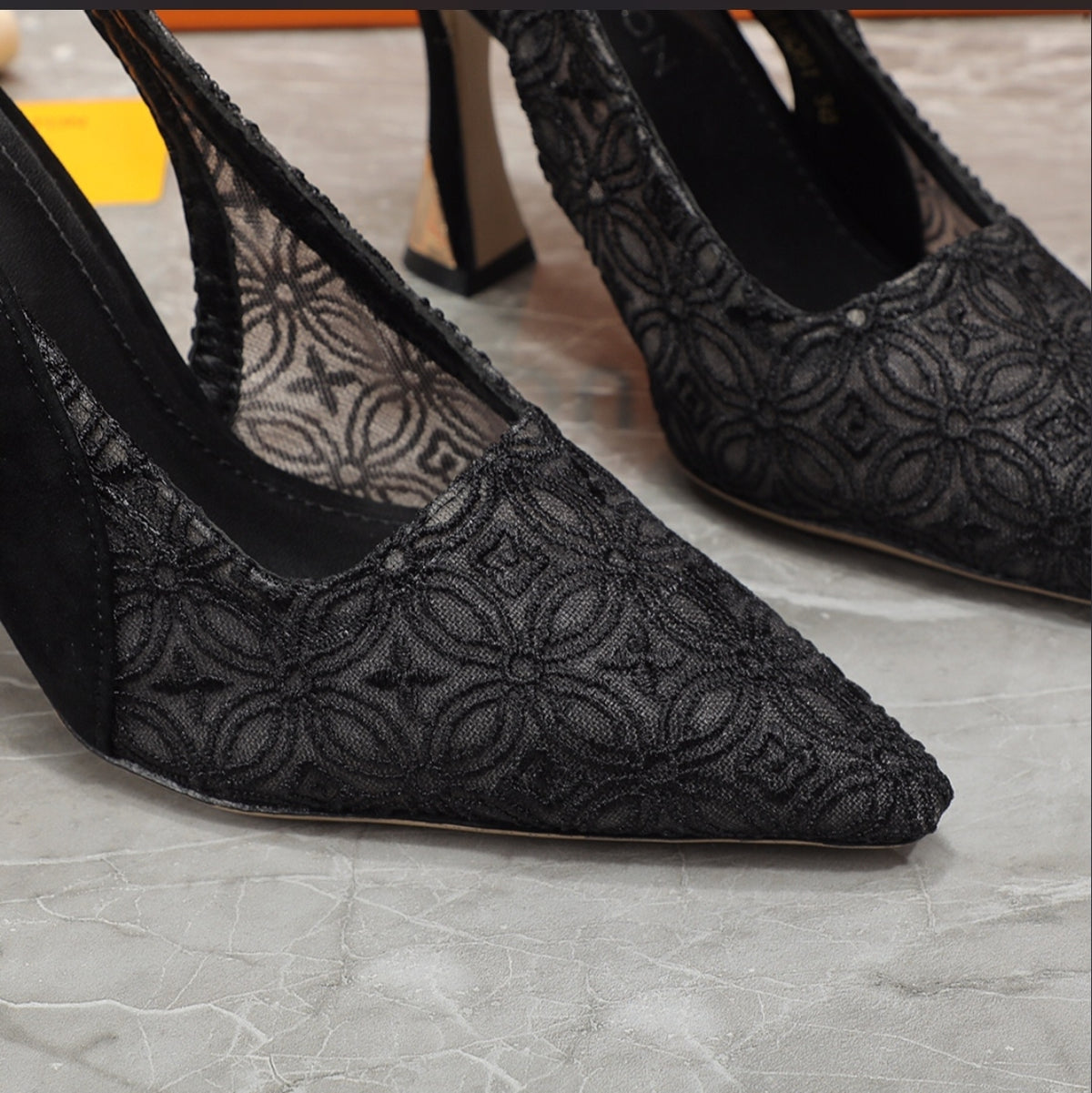 LOUIS VUITTON LACE SLINGBACK PUMPS