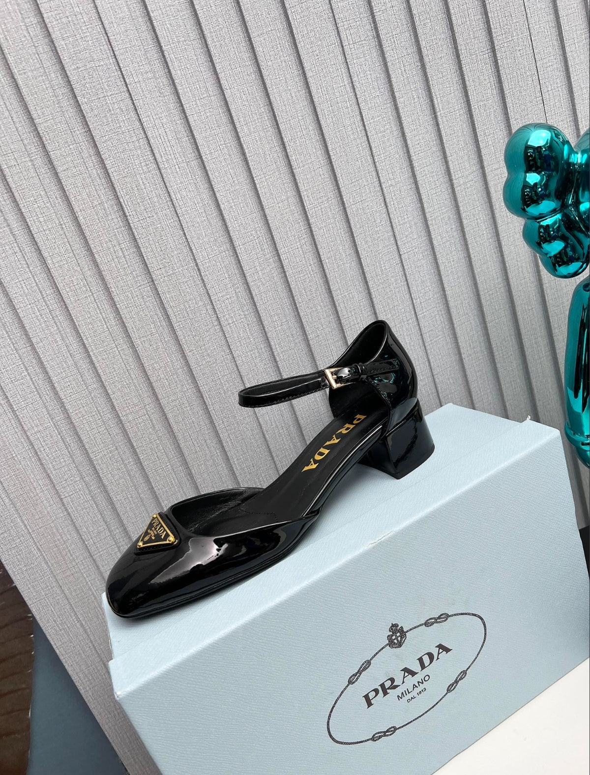Prada Triangle Logo Patent Leather Mary Jane Pumps