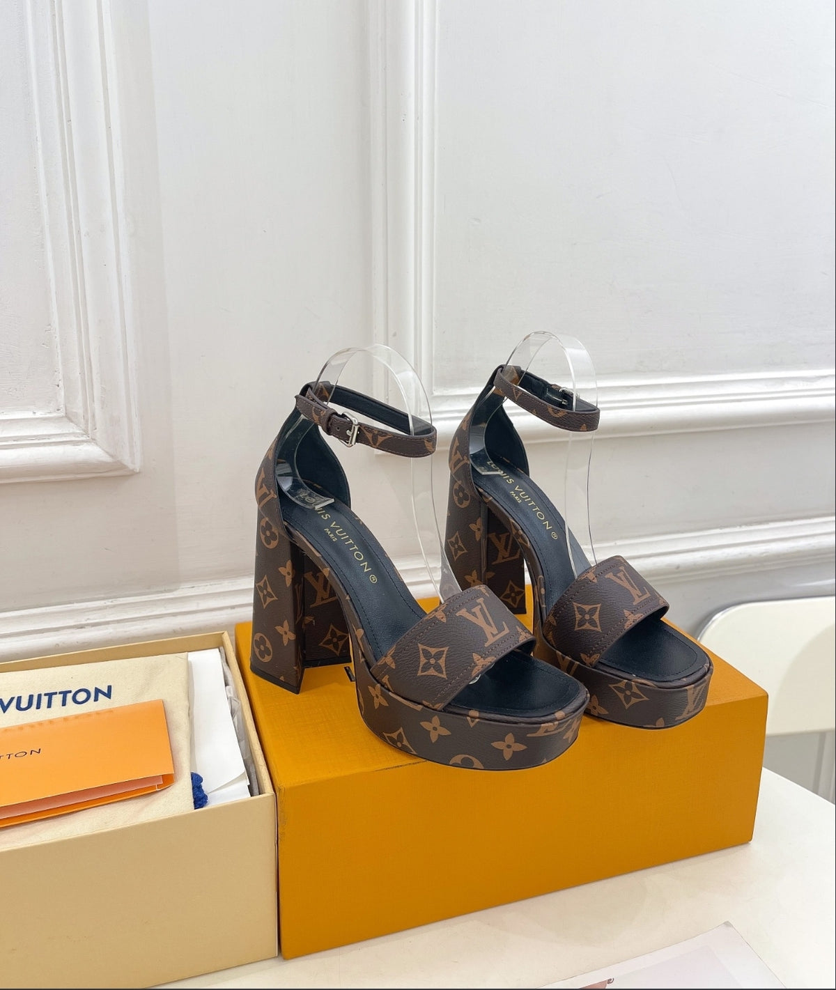 LOUIS VUITTON MONOGRAM PLATFORM SANDALS