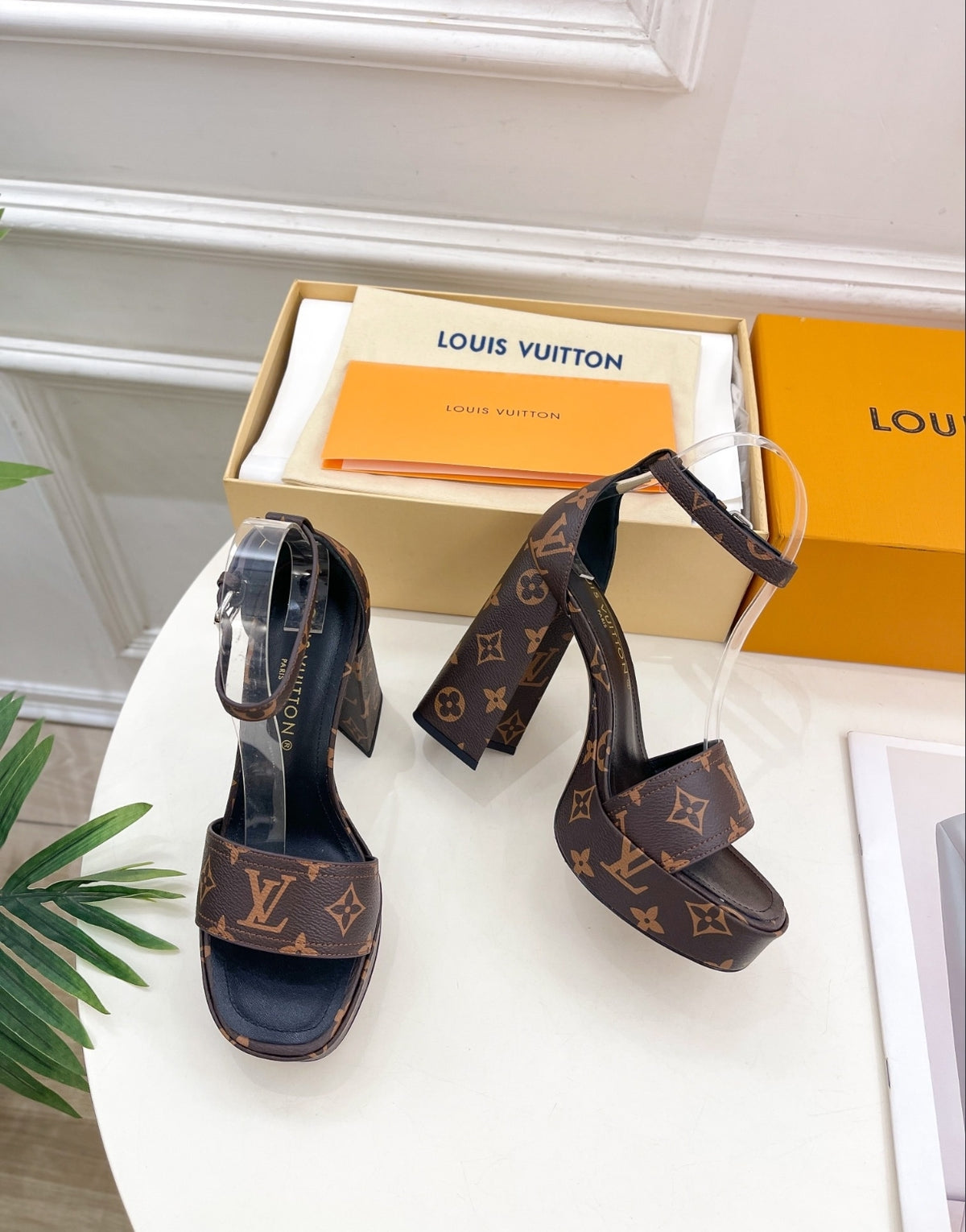 LOUIS VUITTON MONOGRAM PLATFORM SANDALS