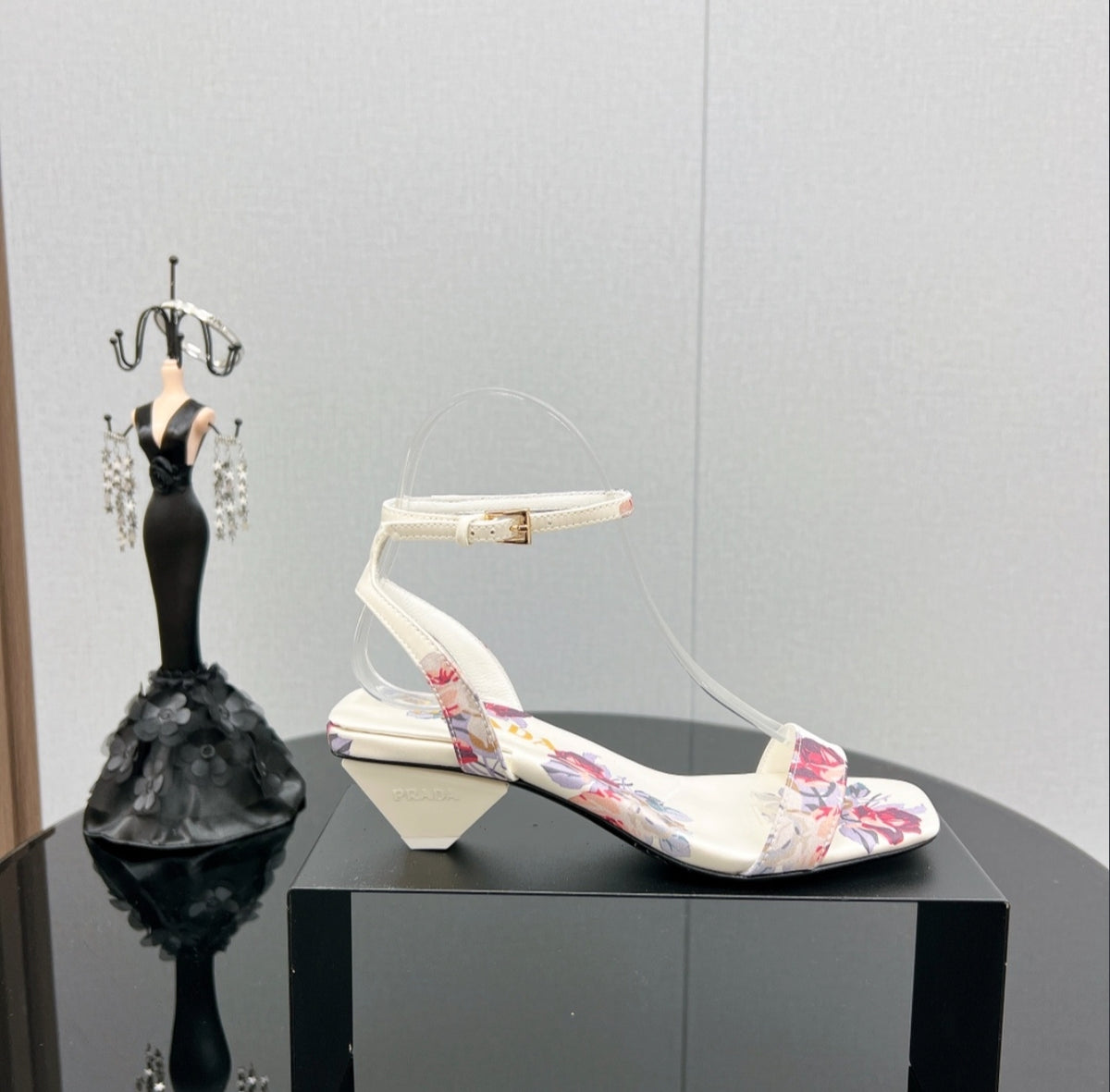 Prada Floral Print Block-Heel Sandal