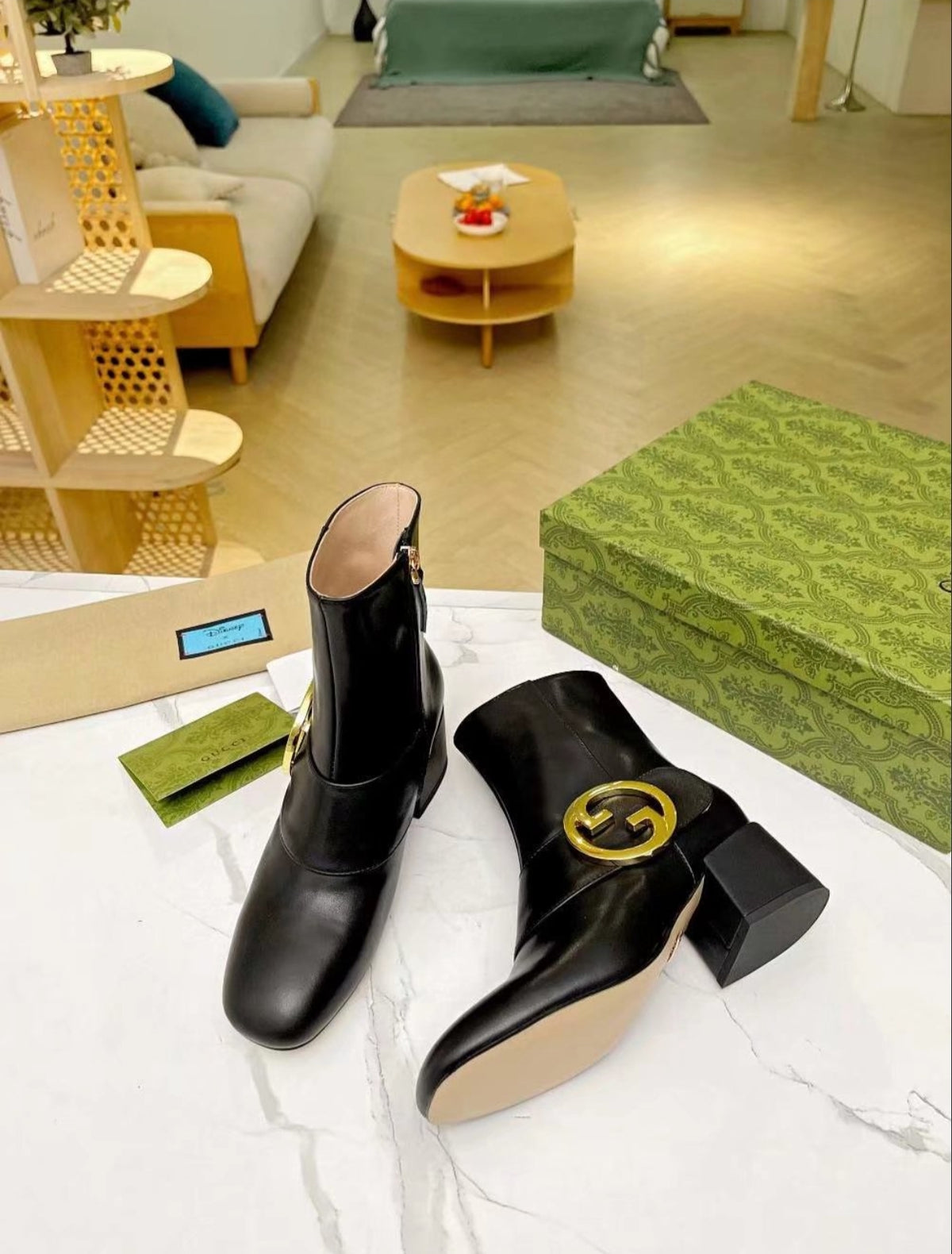 Gucci Double G Leather Ankle Boot