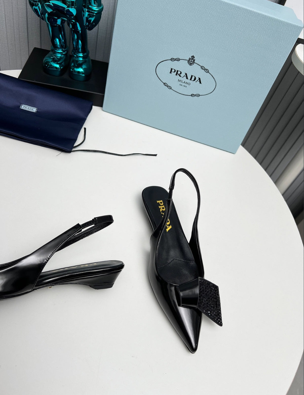 Prada 55mm Crystal-Embellished Slingback Pumps