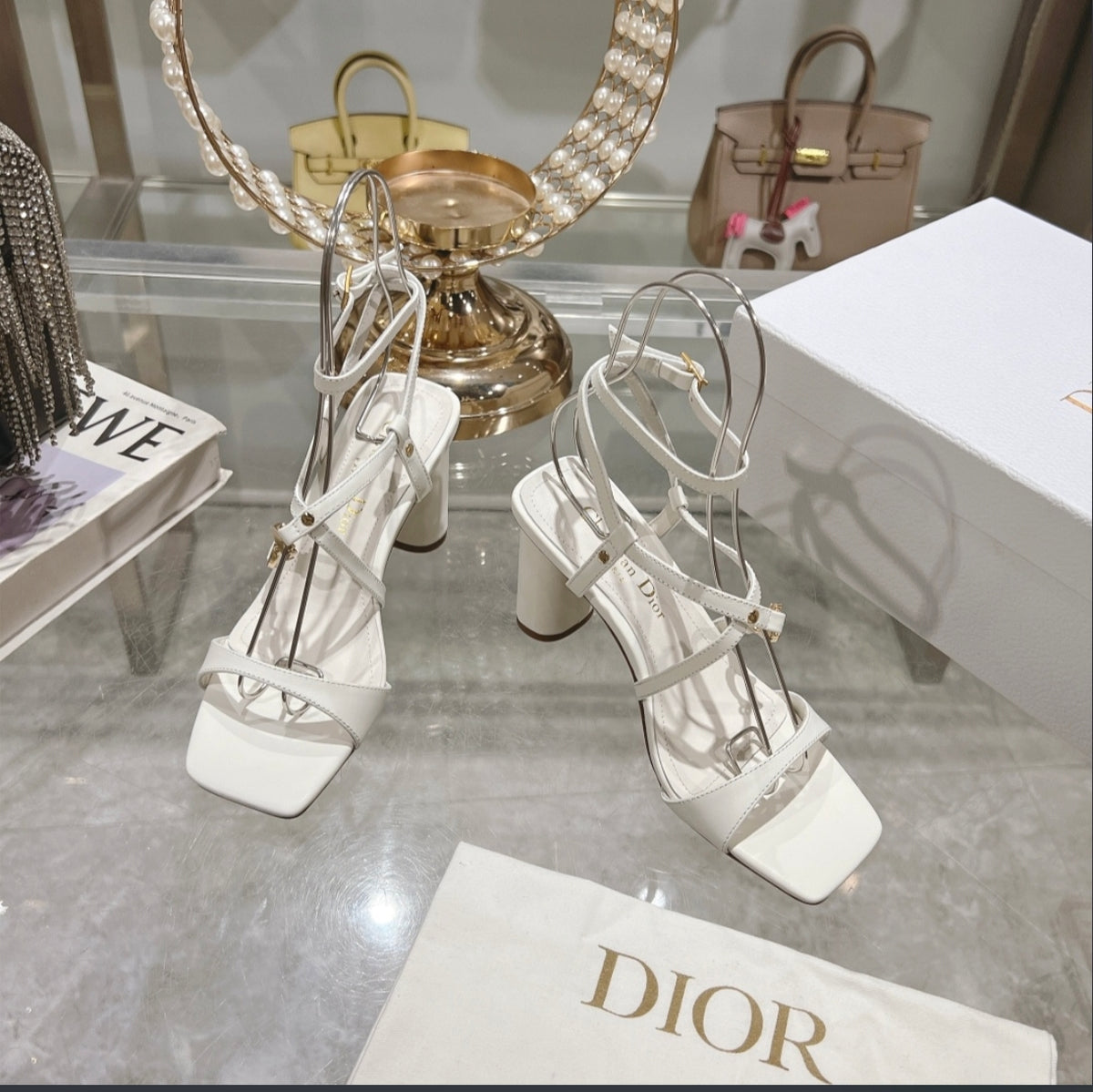 Dior White Strappy Heeled Sandal