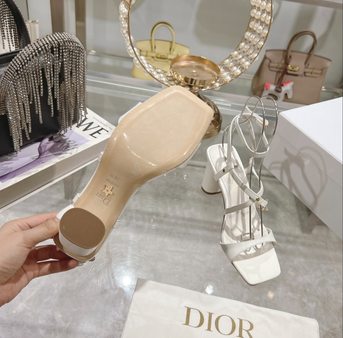 Dior White Strappy Heeled Sandal