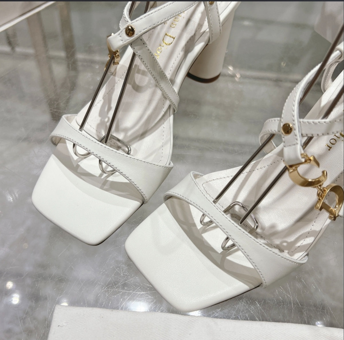 Dior White Strappy Heeled Sandal
