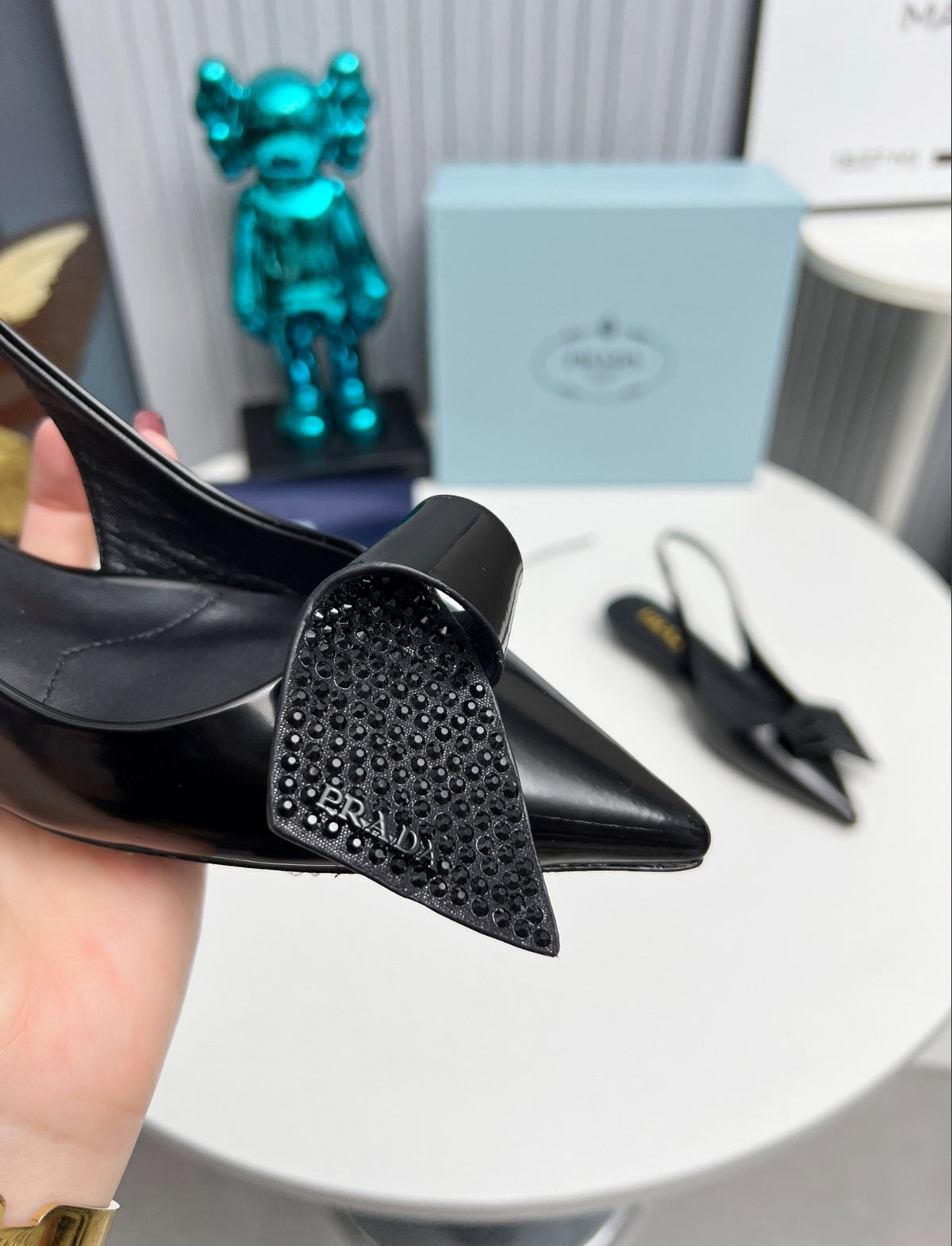 Prada 55mm Crystal-Embellished Slingback Pumps
