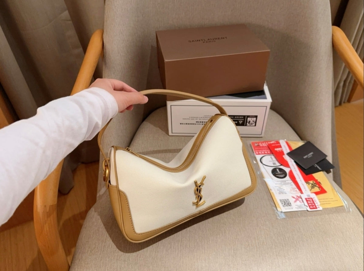 SAINT LAURENT LE 5 À 7–STYLE – WHITE / CAMEL