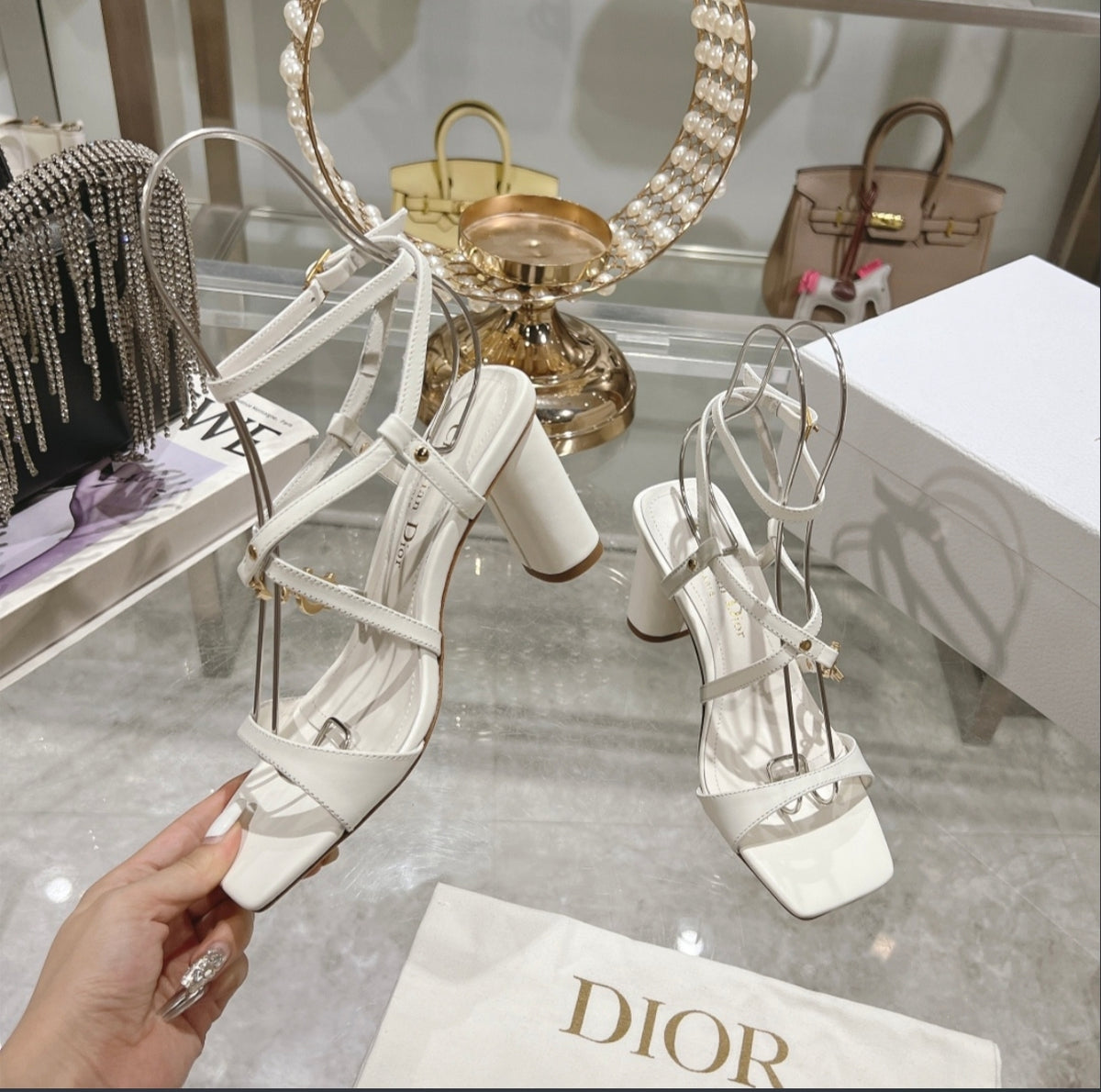 Dior White Strappy Heeled Sandal