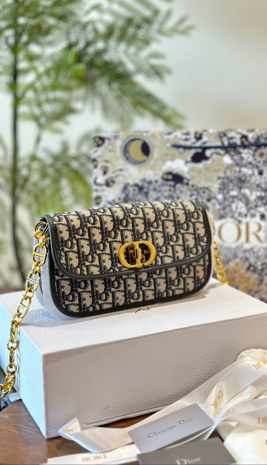 DIOR 30 MONTAIGNE CHAIN BAG – BLUE DIOR OBLIQUE