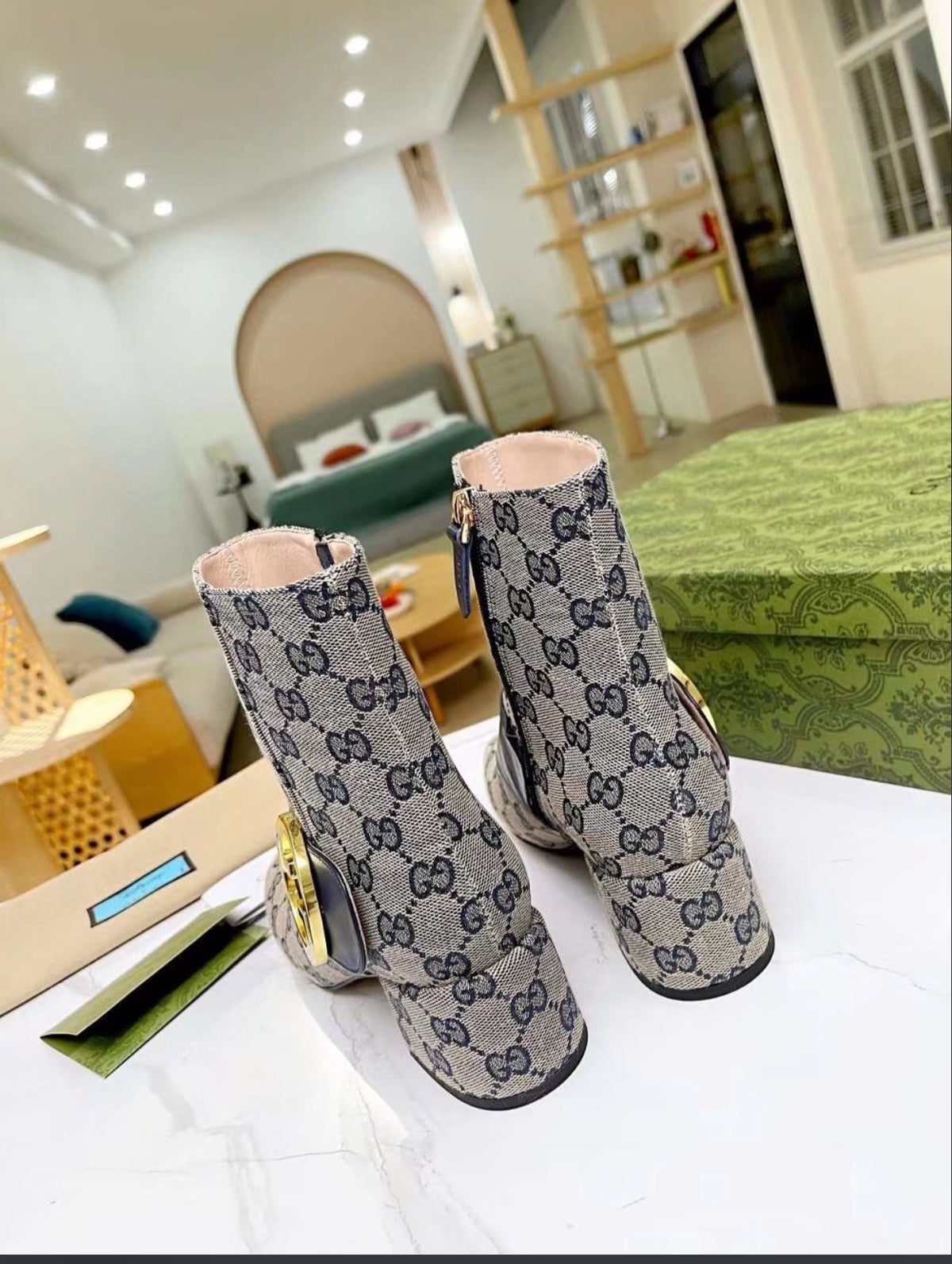 Gucci Double G GG Canvas Ankle Boo