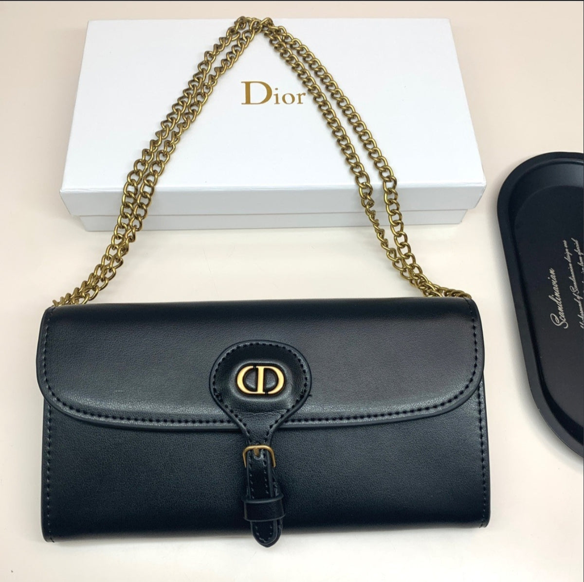 DIOR 30 MONTAIGNE–STYLE CHAIN BAG – BLACK
